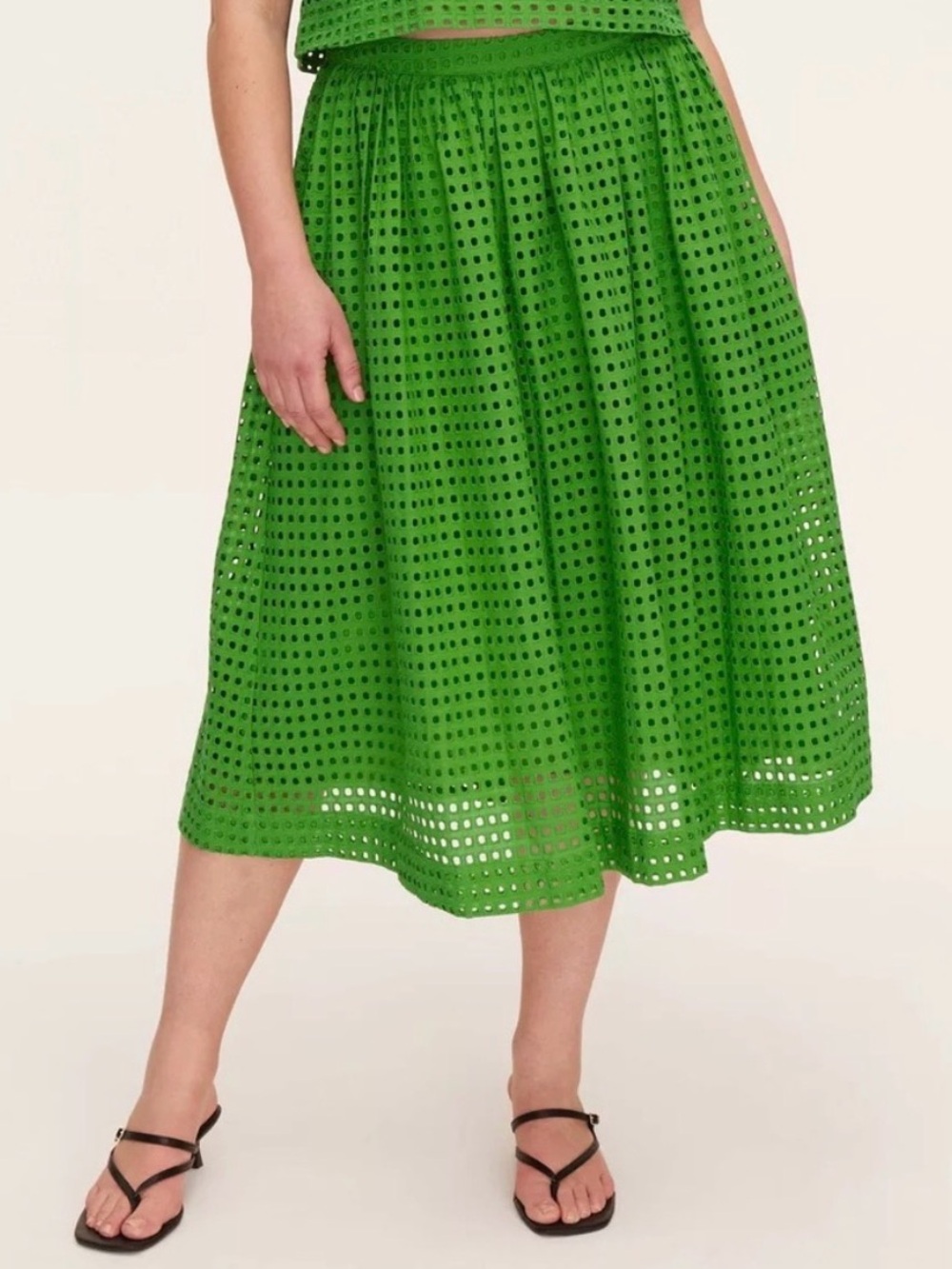 Kate Spade Green Eyelet Midi Skirt